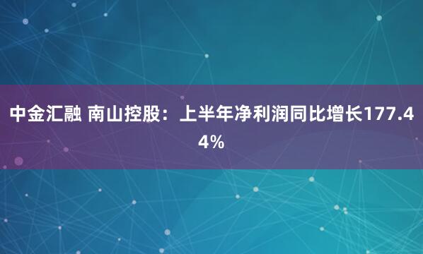中金汇融 南山控股：上半年净利润同比增长177.44%